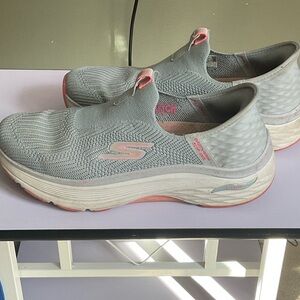 Skechers Women's Slip-On Sneakers in Gray and Pink